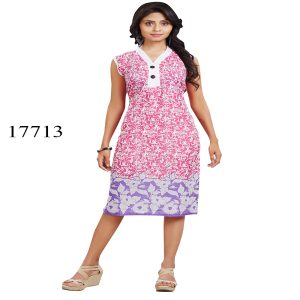 Viva N Diva Pink Colored Cotton Printed Kurti