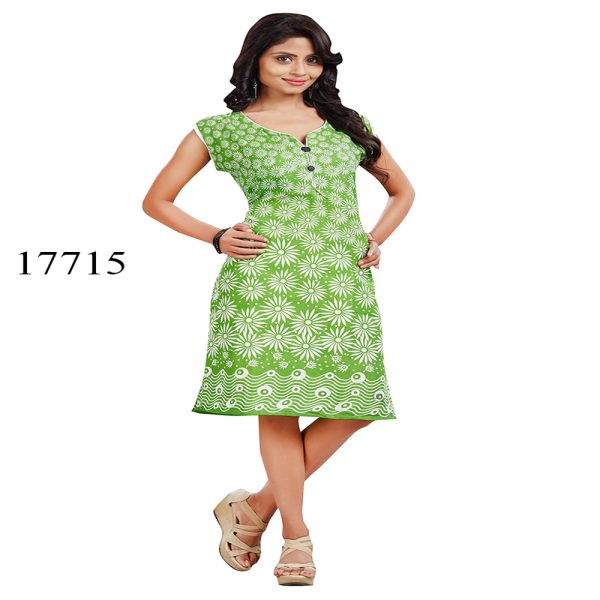 Viva N Diva Green Colored Cotton Printed Kurti