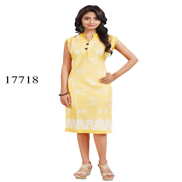 Viva N Diva Yellow Colored Cotton Printed Kurti