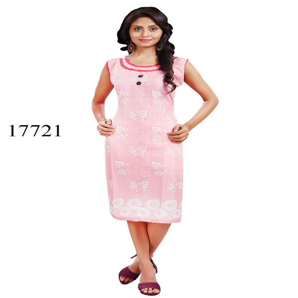 Viva N Diva Pink Colored Cotton Printed Kurti