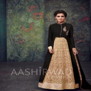 Hi-Fashion Semi-Stitched Embroidered Black Salwar kameez