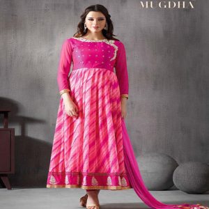 Hi-Fashion Semi-Stitched Silk & Chiffon Diamond Work Suit