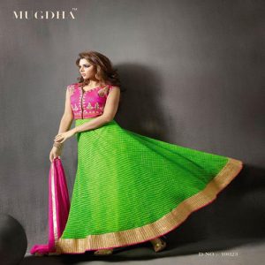 Hi-Fashion Semi-Stitched Silk & Chiffon Pita Work Suit