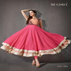 Hi-Fashion Semi-Stitched Georgette Zari Work Suit