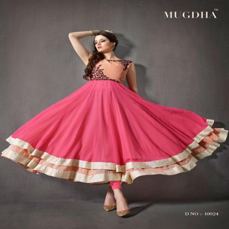 Hi-Fashion Semi-Stitched Georgette Zari Work Suit