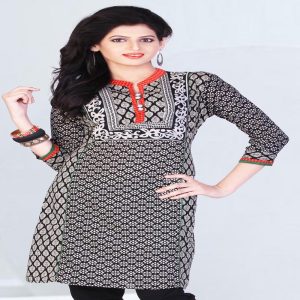 Pazaar Tulip Black & Off-white Printed Cotton kurti
