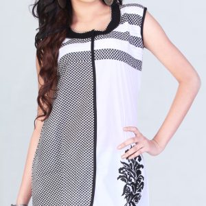 Pazaar Tulip Off-White & Black Embroidered Festival kurti