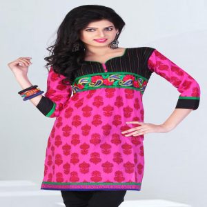 Pazaar Tulip Pink Embroidered Festival kurti