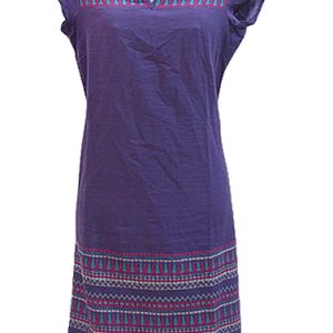 W-Purple Designer Embroidery Cotton Kurti
