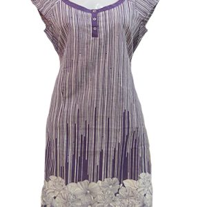 W-Purple Classic White Printed Cotton Kurti