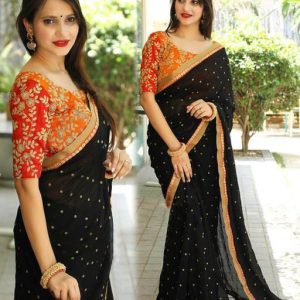 Diva Classy Black Printed Women's Sarees