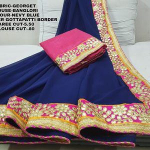 Paper Gota Patti Border With Pipin Georgette Sarees