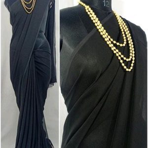 Chitrarekha Superior Black Georgette & Silk Sarees