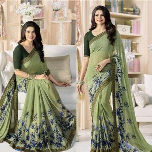 Banita Green Floral Printed Women Sarees