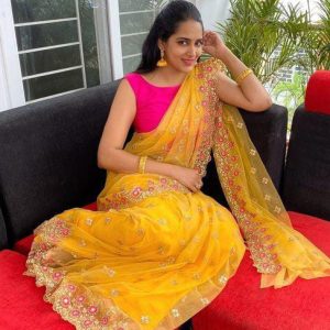 Aagam Drishya Yellow Women Sarees