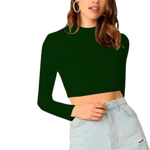Women's Stylish Dark Green Crop Top