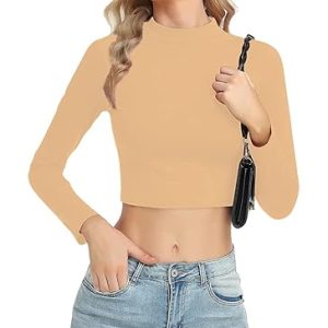 Women High Neck Skinny Crop Top