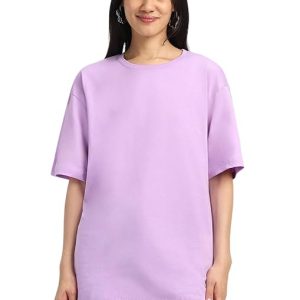 Pure Cotton Women Half Sleeve Purple T-Shirt