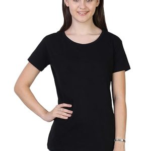 Women Plain Cotton Black T-Shirt
