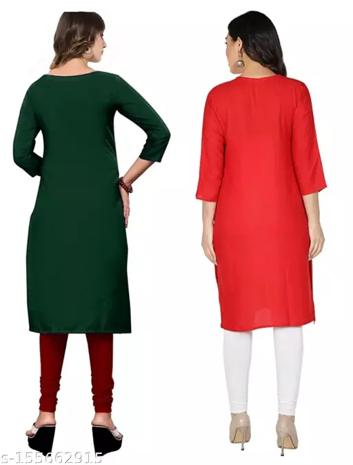 Combo 2 Multi Crepe 3/4 Sleeves Kurta - Image 2