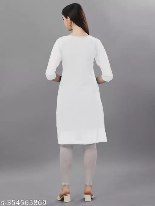 Classy White Women Chikankari Kurti - Image 2