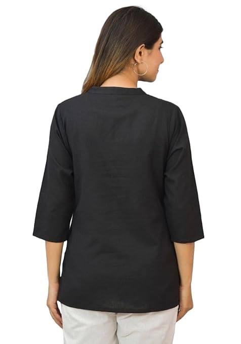 Black Women Cotton Short Length Kurtis - Image 2