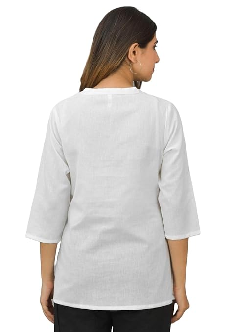 White Women Cotton Short Length Kurtis - Image 2