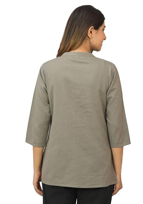 Grey Women Cotton Short Length Kurtis - Image 2