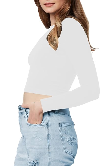 Women Cotton Boat Neck White Top - Image 3