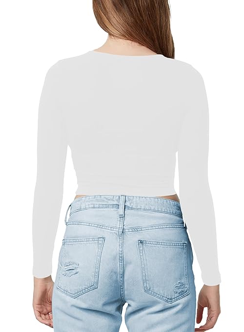 Women Cotton Boat Neck White Top - Image 2