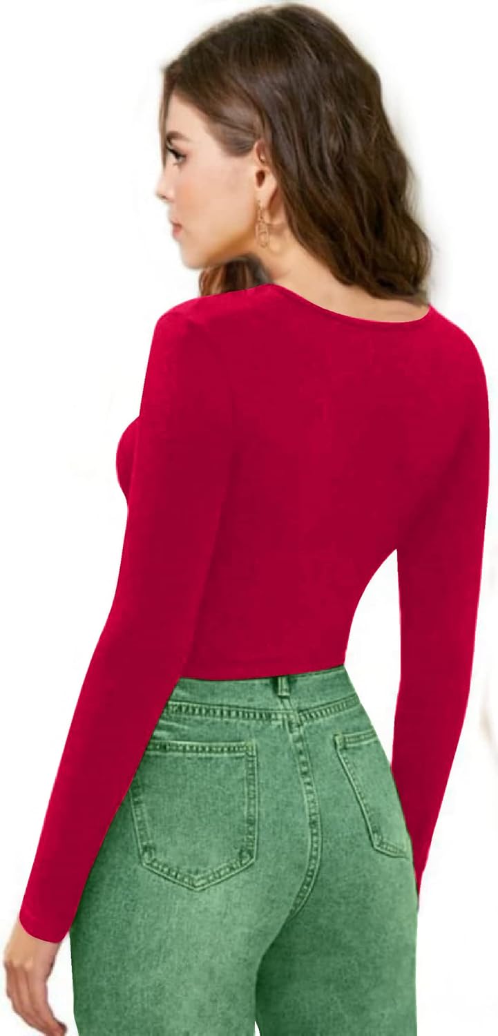Women V-Neck Pink Crop Top - Image 2