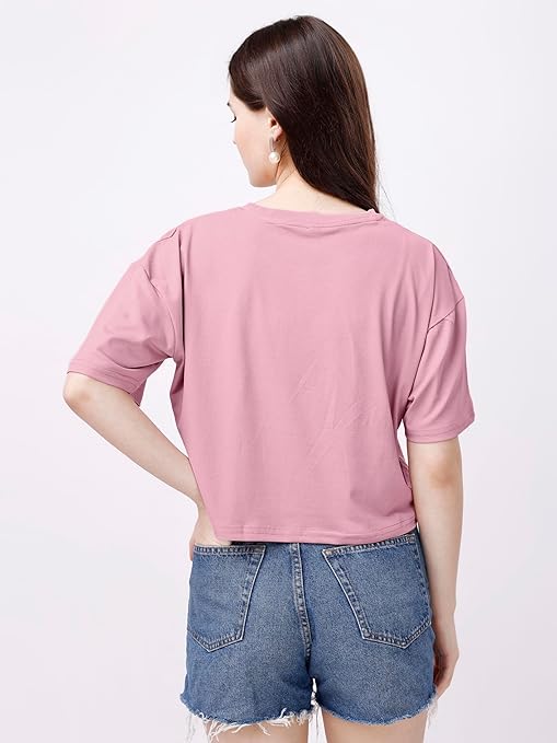 Women Oversized Rose Gold Crop Top - Image 2