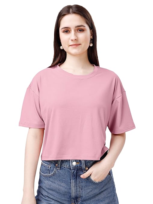 Women Oversized Rose Gold Crop Top
