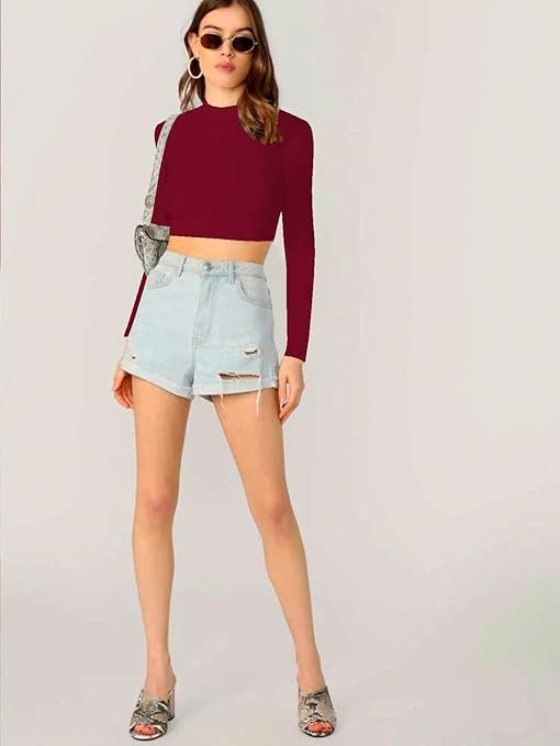 Women's Stylish Maroon Crop Top - Image 3