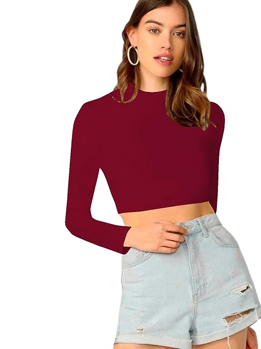 Women's Stylish Maroon Crop Top