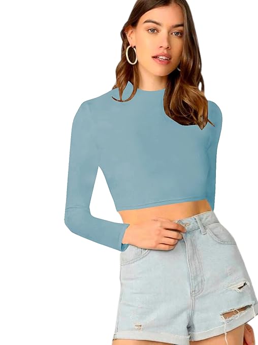 Women's Stylish Sky Blue Crop Top