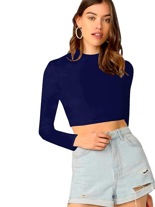 Women's Stylish Navy Blue Crop Top