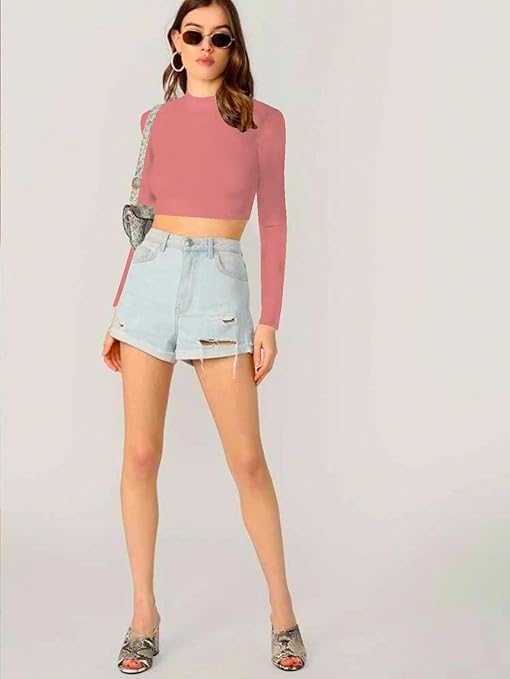 Women's Stylish Rose Peach Crop Top - Image 3