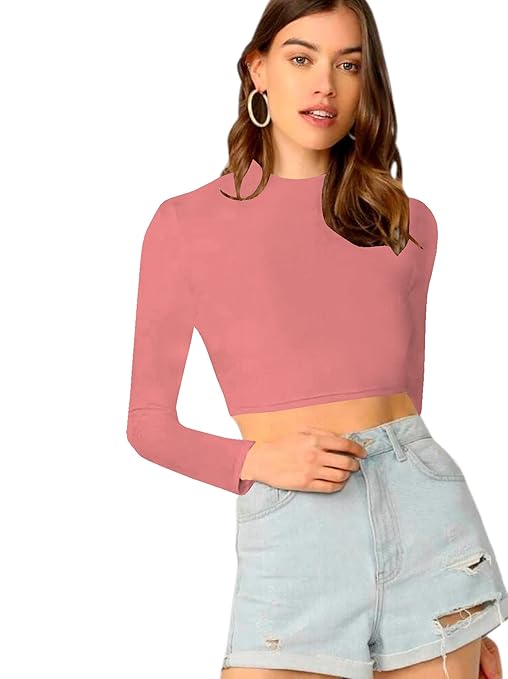 Women's Stylish Rose Peach Crop Top