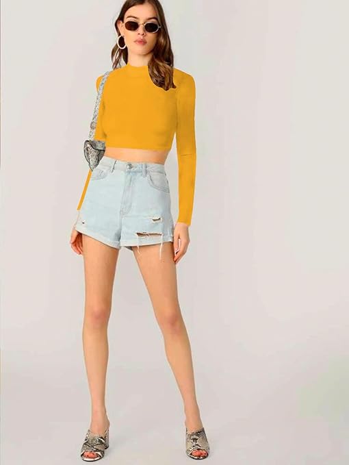 Women's Stylish Yellow Crop Top - Image 2