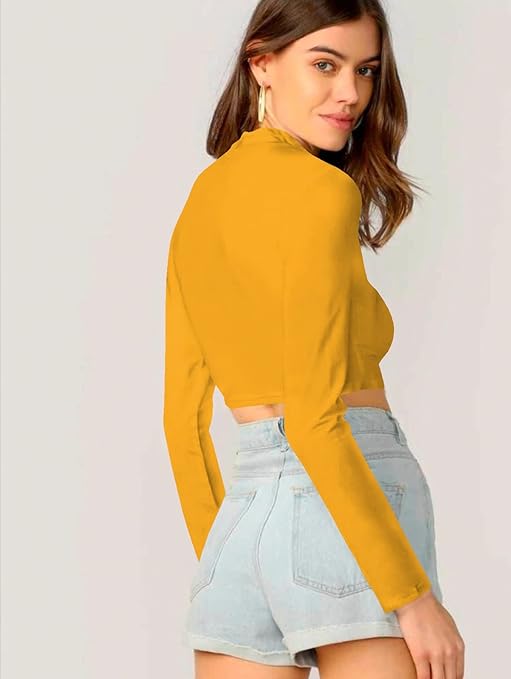 Women's Stylish Yellow Crop Top - Image 3