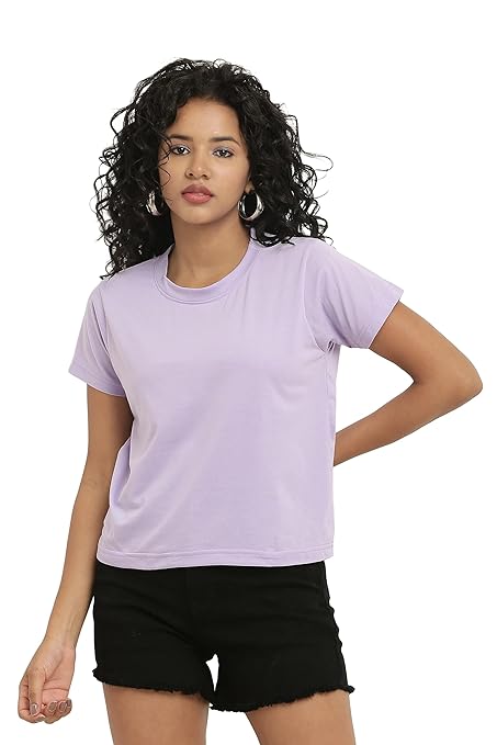 Women Stylish Plain Lavender Crop Top - Image 3