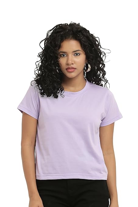Women Stylish Plain Lavender Crop Top