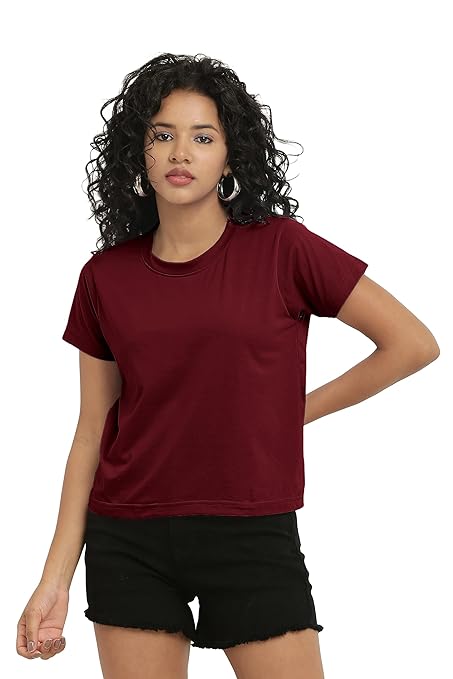 Women Stylish Plain Maroon Crop Top - Image 2