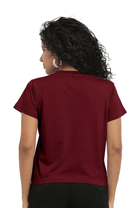 Women Stylish Plain Maroon Crop Top - Image 3