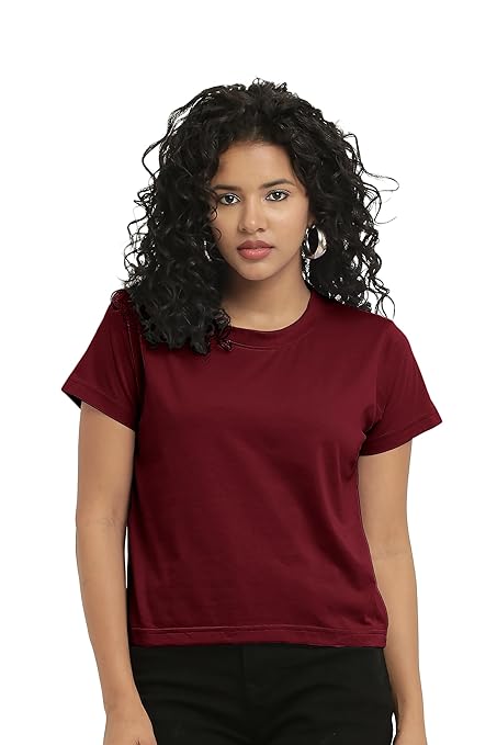 Women Stylish Plain Maroon Crop Top