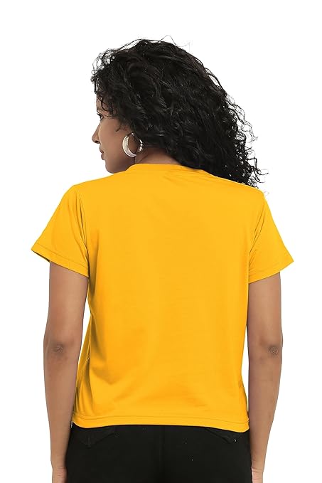 Women Stylish Plain Mustard Crop Top - Image 2