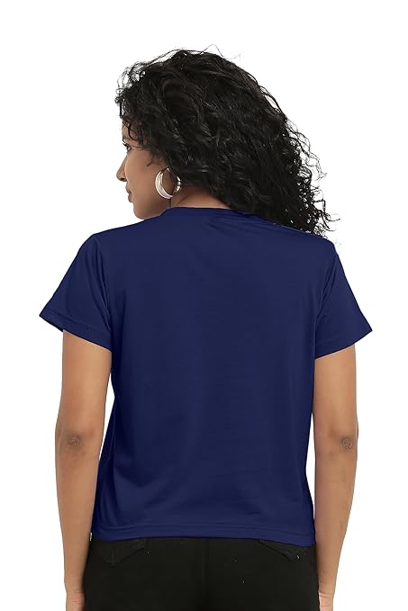 Women Stylish Plain Navy Blue Crop Top - Image 2