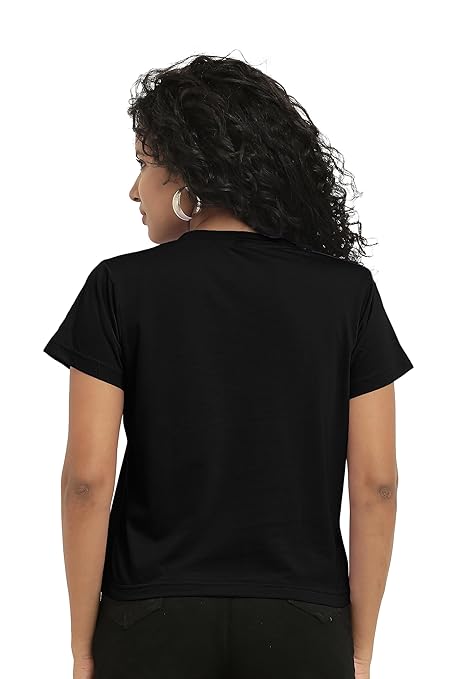 Women Stylish Plain Black Crop Top - Image 2