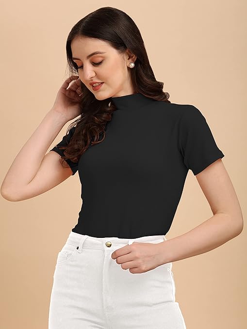Women's Casual Solid Black Top - Image 3